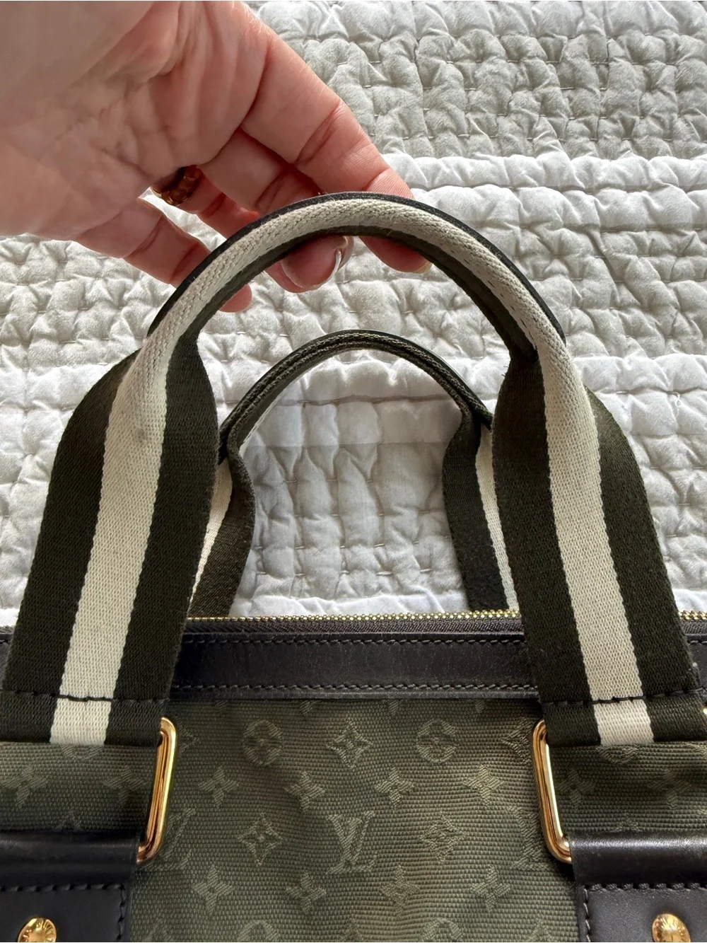 Louis Vuitton Olive Green Monogram Canvas Mini Lin Mary Kate Briefcase